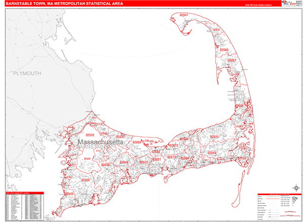 Barnstable Town Metro Area Wall Map